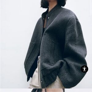 Zara Women's Charcoal Bomber Jacket